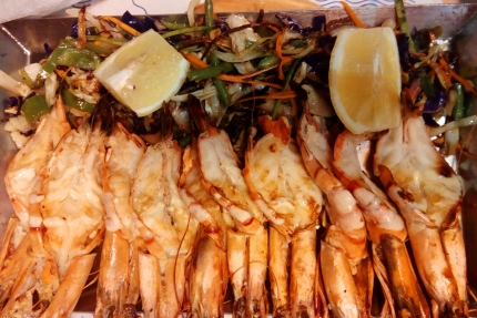 Ресторан Ocean Basket в старом городе Никосии. Королевские креветки
